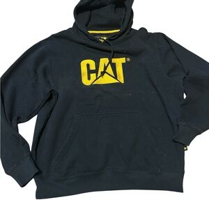 Caterpillar Black Hoodie with Yellow Logo